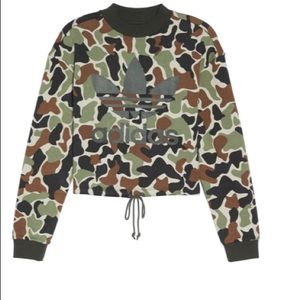 BNWT Adidas Camo Print Drawstring Crop Sweatshirt
